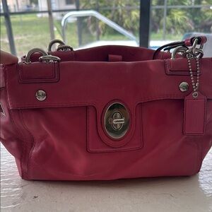 Coach Pink Shoulder Bag with Leather Finish